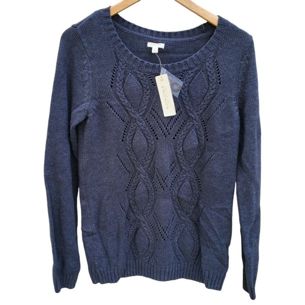Gray Cable Knit Pull Over Sweater Sonoma Life Style Kohl's New With Tags Small